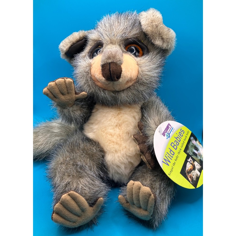 Discovery Channel Bush Baby Plush Toy Kids OS Gray Wild Babies 1999 Vintage